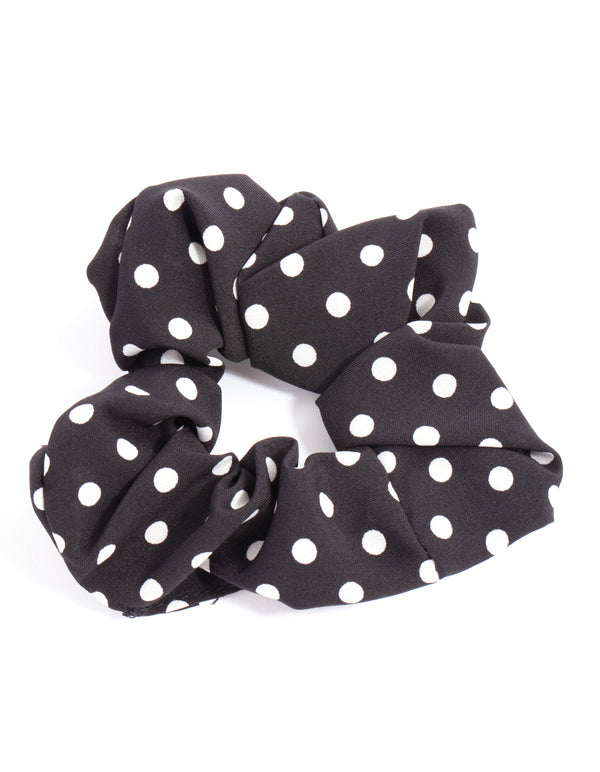 Black White Polka Dot Scrunchie