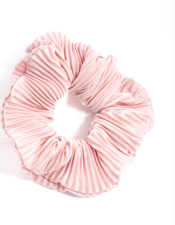 Pink Pleated Scrunchie