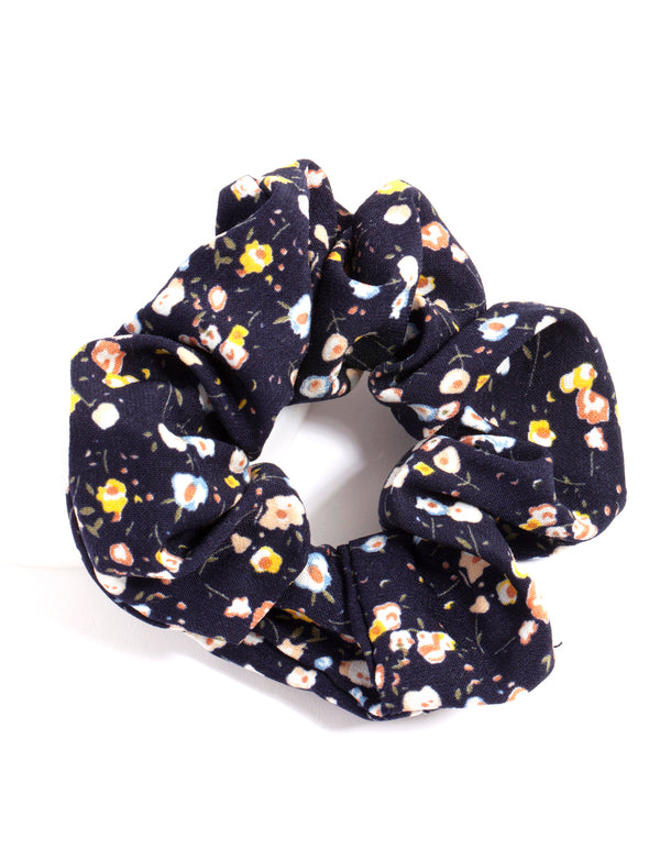 Blue White Floral Scrunchie