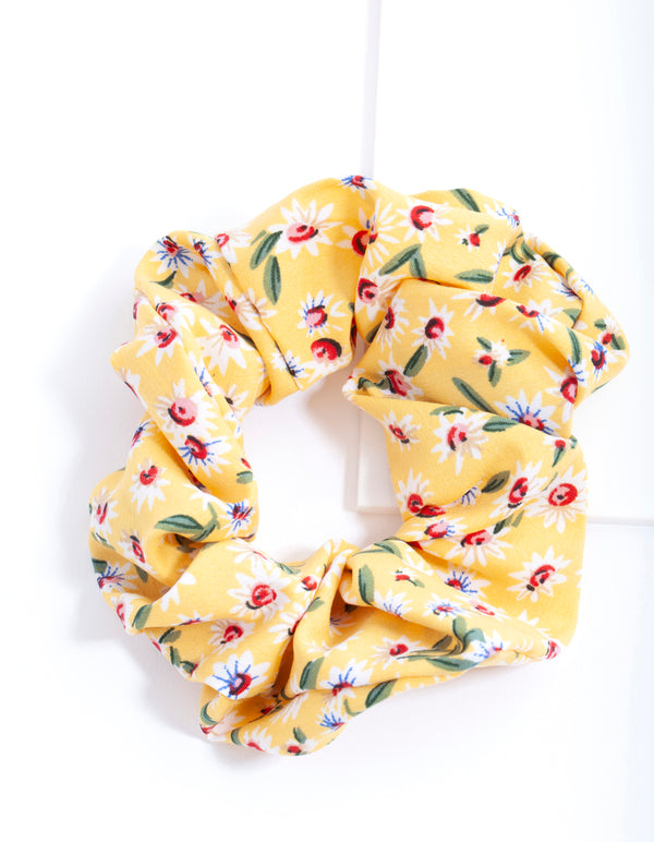 Yellow Mini Flower Scrunchie