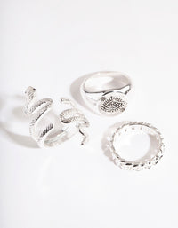 Silver Halved Snake Ring 4-Pack - link has visual effect only