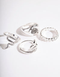 Silver Halved Snake Ring 4-Pack - link has visual effect only