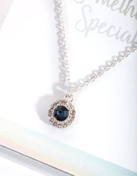 Midnight Blue Diamond Simulant Halo Necklace - link has visual effect only