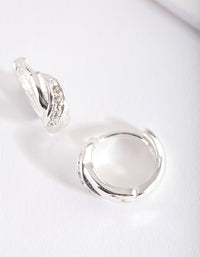 Silver Twister Diamante Huggie Earrings - link has visual effect only