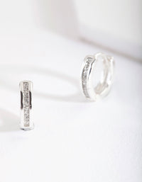 Silver Glitter Huggie Earrings - link has visual effect only