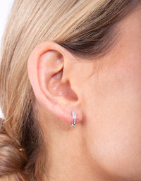 Silver Glitter Huggie Earrings - link has visual effect only