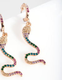 Gold Diamante Snake Huggie Earrings - link has visual effect only