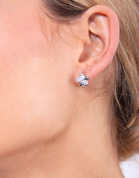 Silver Mixed Petal Huggie Earrings - link has visual effect only