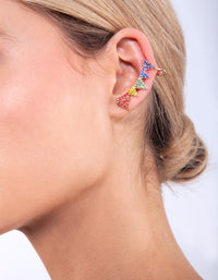 Gold Rainbow Diamante Triangle Cuff Earrings - link has visual effect only