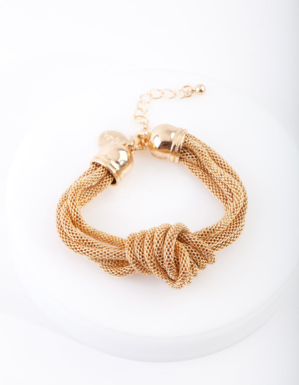 Gold Mesh Knot Chain Bracelet