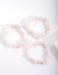 Pink Chipped Bead Stretch Bracelet 3 Pack - link has visual effect only