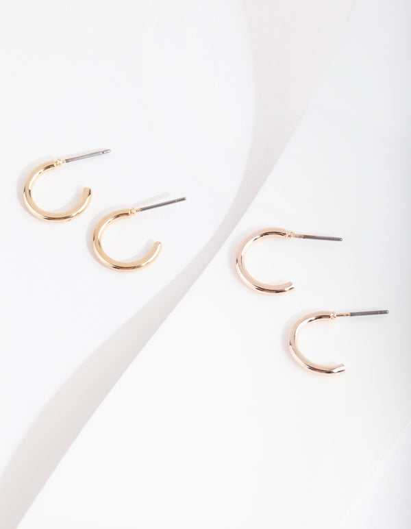 Mixed Metal 10mm Hoop Earring Pack