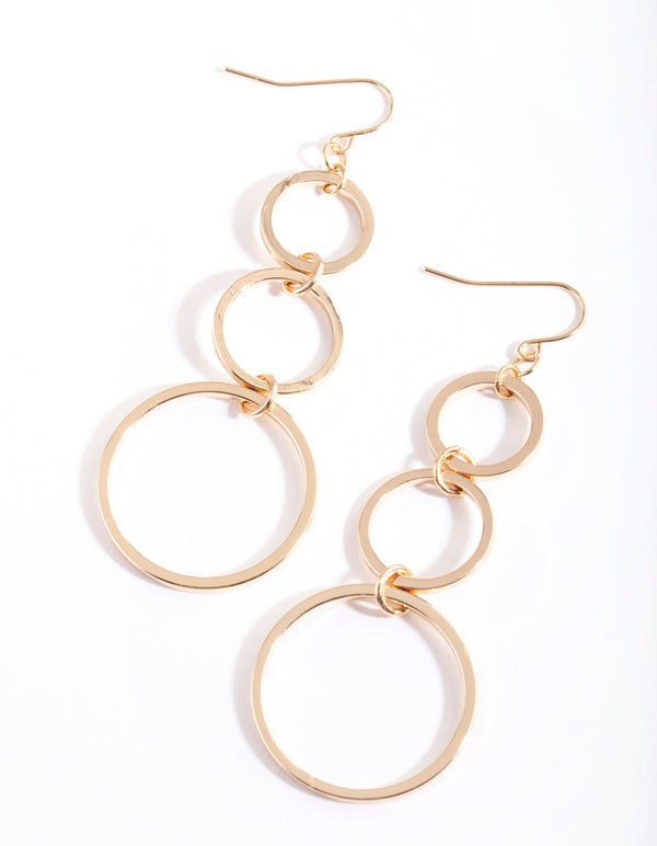 Gold Triple Loop Earrings