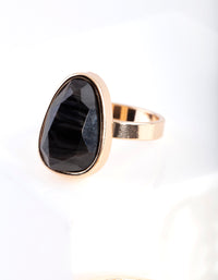 Gold Black Statement Stone Ring - link has visual effect only