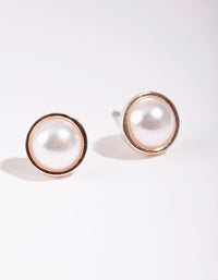 Rose Gold Pearl Casting Stud Earrings - link has visual effect only