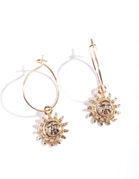 Gold Simple Sun Hoop Earrings - link has visual effect only