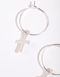 Silver Cross Hoop Earrings - link has visual effect only