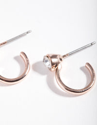 Rose Gold Half Hoop Single Diamante Earrings - link has visual effect only