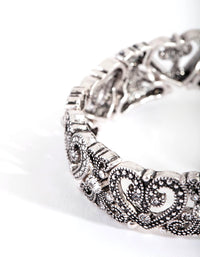 Antique Silver Bohemiam Heart Diamante Stretch Bracelet - link has visual effect only