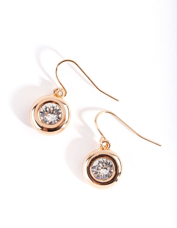 Gold Diamond Simulant Circle Earrings