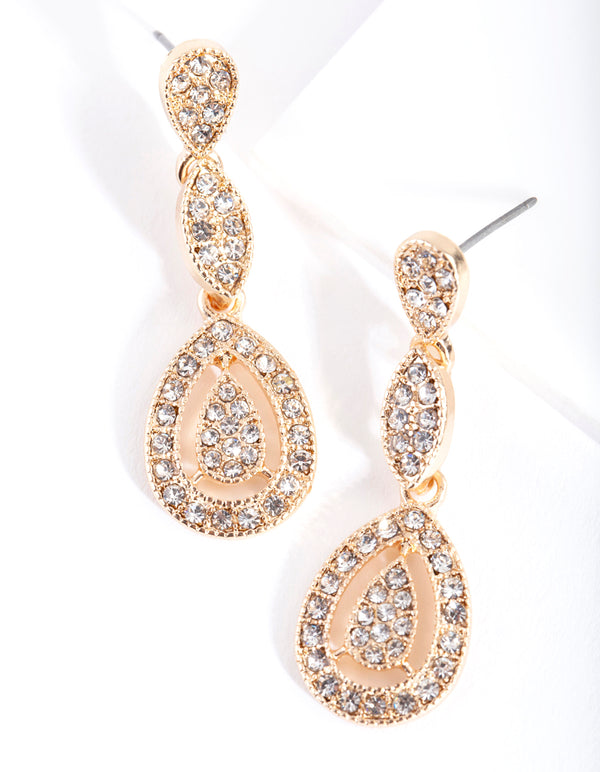 Gold Stone Cutout Earrings