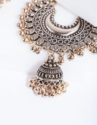 Antique Gold Bead Drop Jhumka Earrings - link has visual effect only