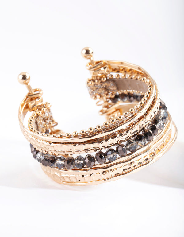 Gold Bohemian Rown Stack Cuff Bracelet