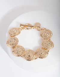 Gold Medusa Medallion Bracelet - link has visual effect only