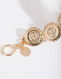 Gold Medusa Medallion Bracelet - link has visual effect only