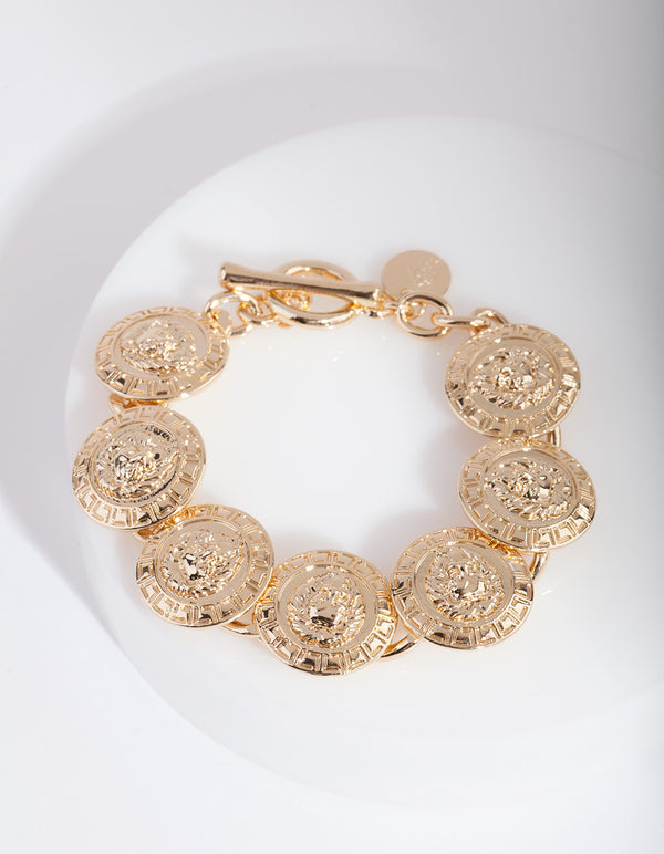 Gold Medusa Medallion Bracelet