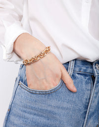 Gold Oval Link Chain Bracelet - link has visual effect only