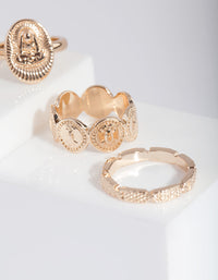 Gold Snake & Disc Ring 4-Pack - link has visual effect only