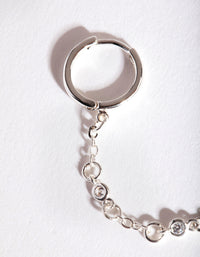 Silver Diamante Chain Double Huggie Earrings - link has visual effect only