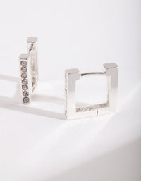 Silver Square Diamante Huggie - link has visual effect only