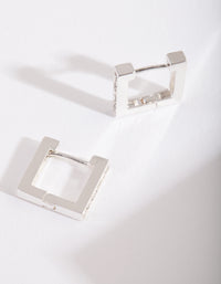 Silver Square Diamante Huggie - link has visual effect only