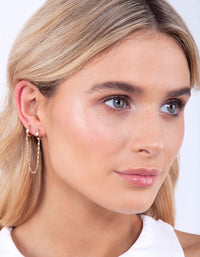 Gold Chain Double Huggie Earrings - link has visual effect only