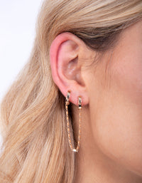 Gold Chain Double Huggie Earrings - link has visual effect only