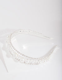 Triple Row Pearl & Diamante Headband - link has visual effect only