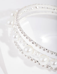 Triple Row Pearl & Diamante Headband - link has visual effect only