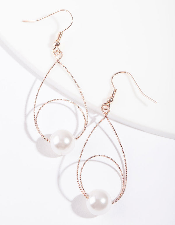 Rose Gold Teardrop Circle Earrings