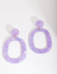 Purple Acrylic Oval Drop Earrings - link has visual effect only