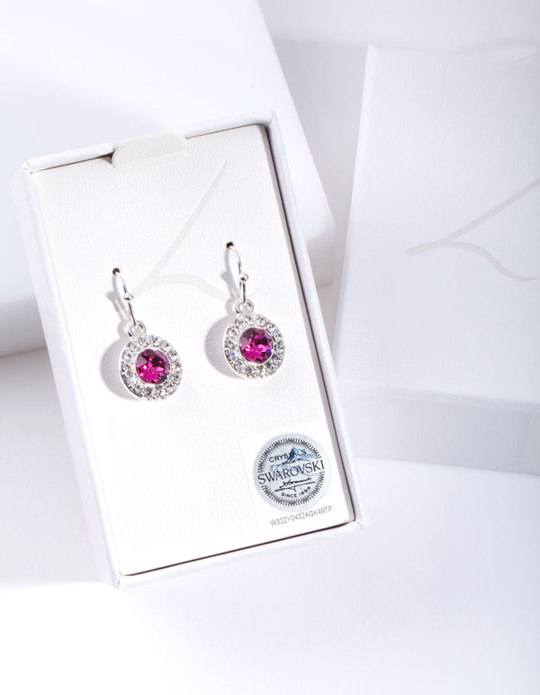 Pink Diamond Simulants Circle Drop Earrings