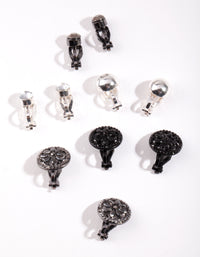 Mixed Metal Decorative Diamante Clip On Earring 5-Pack - link has visual effect only