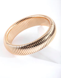 Gold Wide Accordion Link Bracelet - link has visual effect only