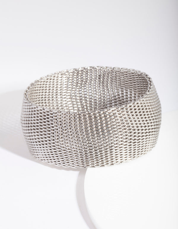 Silver Wide Mesh Bangle