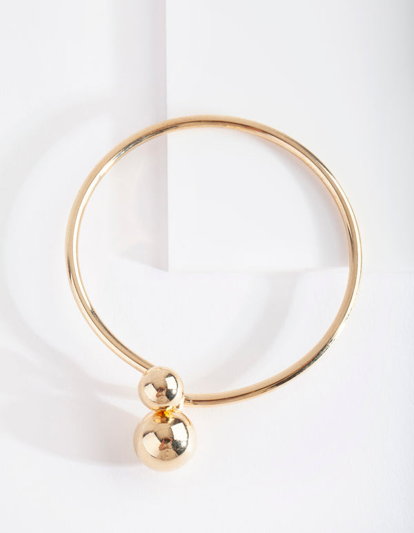 Gold Ball End Bangle