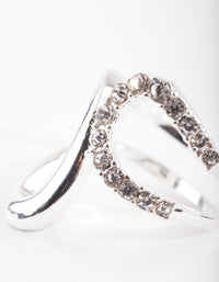 Silver Half Diamante Open Swirl Ring - link has visual effect only