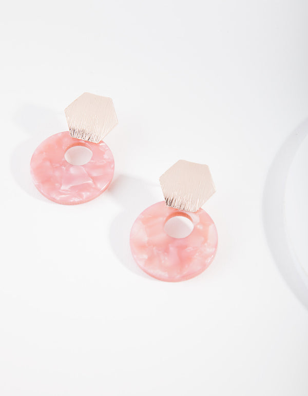 Rose Gold Hexagon Acrylic Drop Earrings