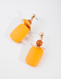 Gold Wood Block Drop Earrings - link has visual effect only