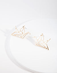 Gold Origami Bird Stud Earrings - link has visual effect only